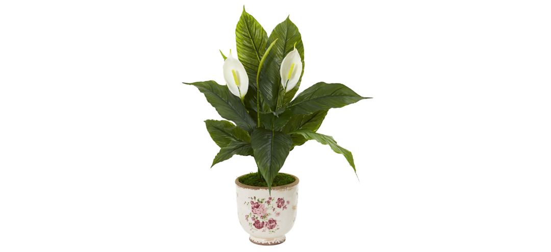 Spathiphyllum Artificial Plant in Decorative Vase