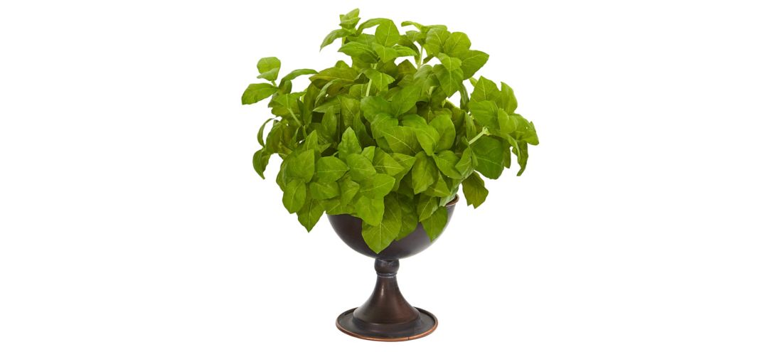 Basil Artificial Plant in Metal Chalice