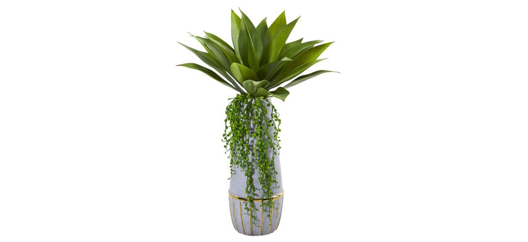 Agave Succulent Artificial Plant in Stoneware Planter