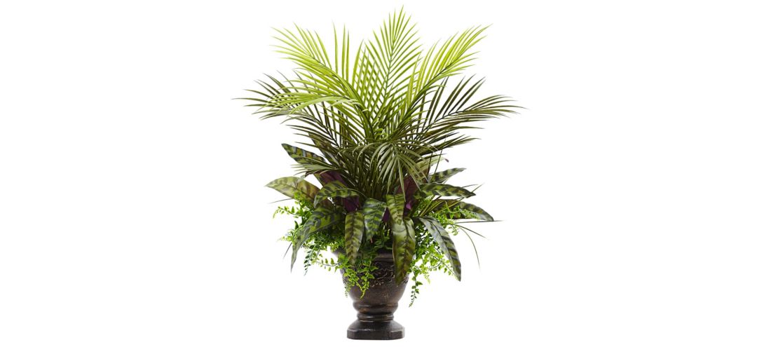 Mixed Areca Palm, Fern & Peacock with Planter