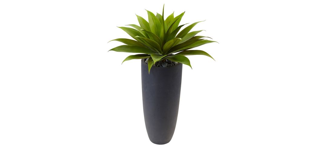 Agave Artificial Plant in Gray Cylinder Planter