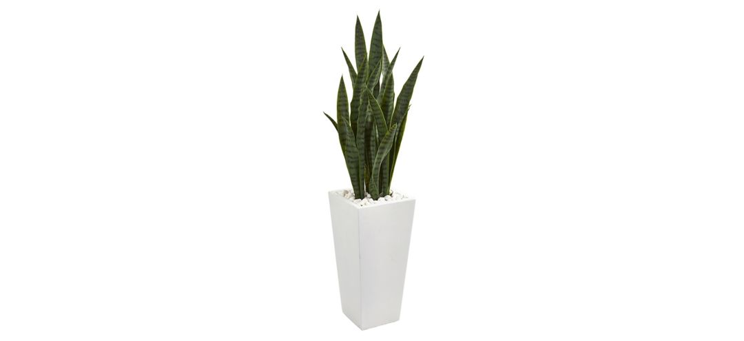 Sansevieria Artificial Plant in White Tower Planter