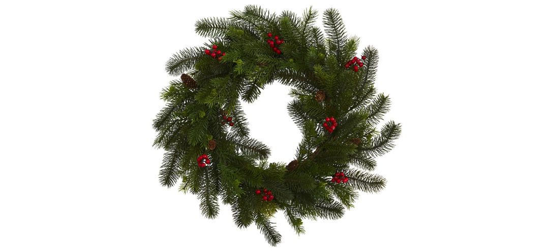 24” Pine and Berry Artificial Wreath