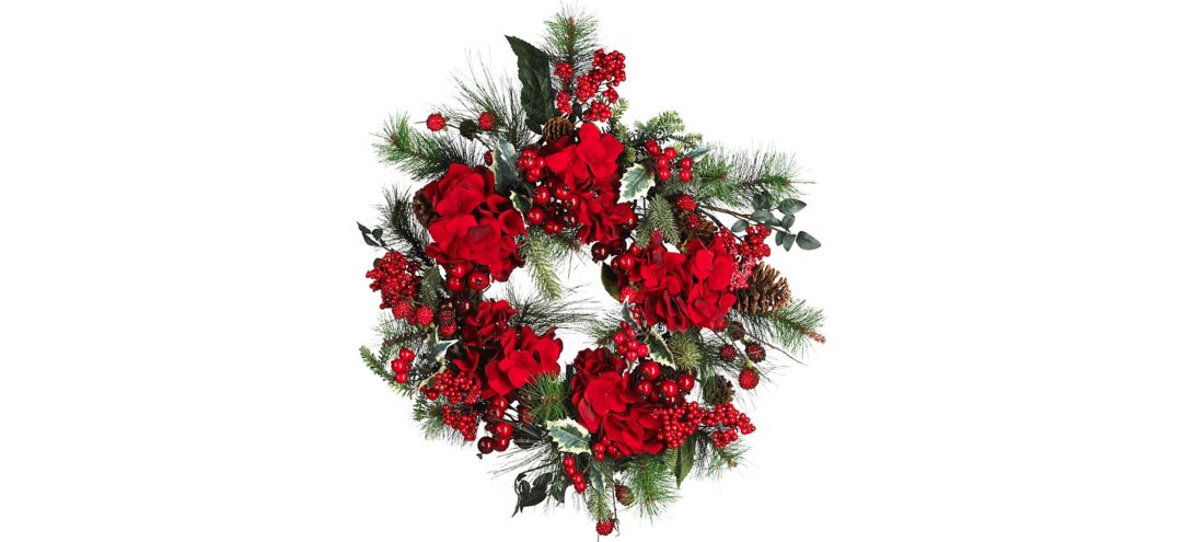 "22"" Hydrangea Holiday Wreath"