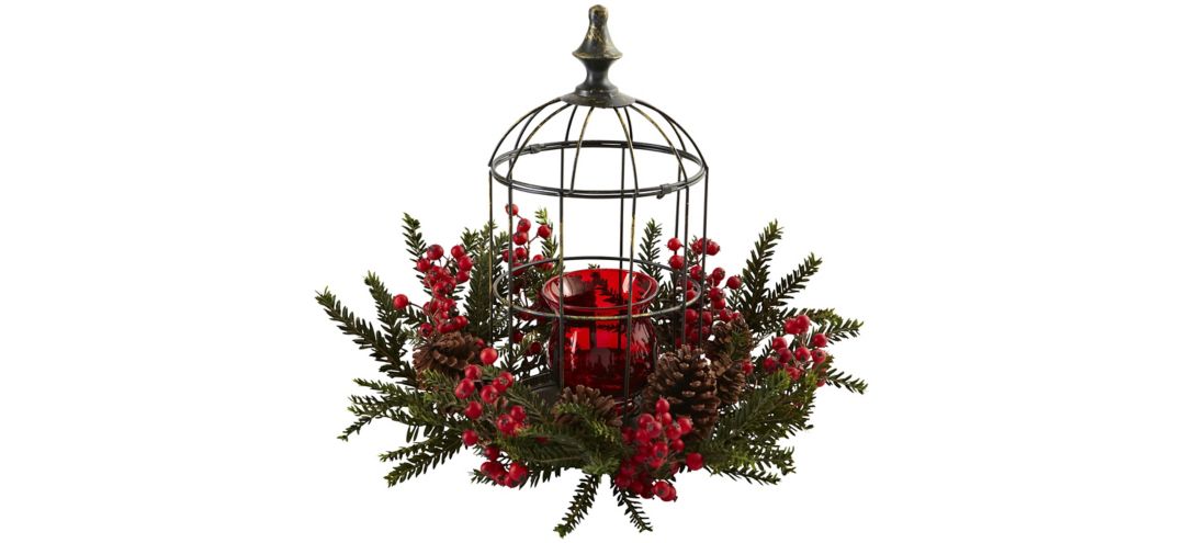 Pine Berry Birdhouse Candelabrum