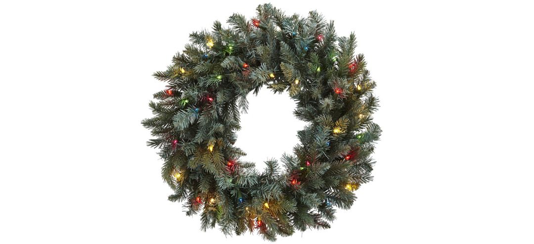 30” Pine Wreath with Colored Lights