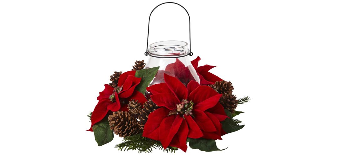 140128940 Poinsettia Pine & Pinecone Candelabrum sku 140128940