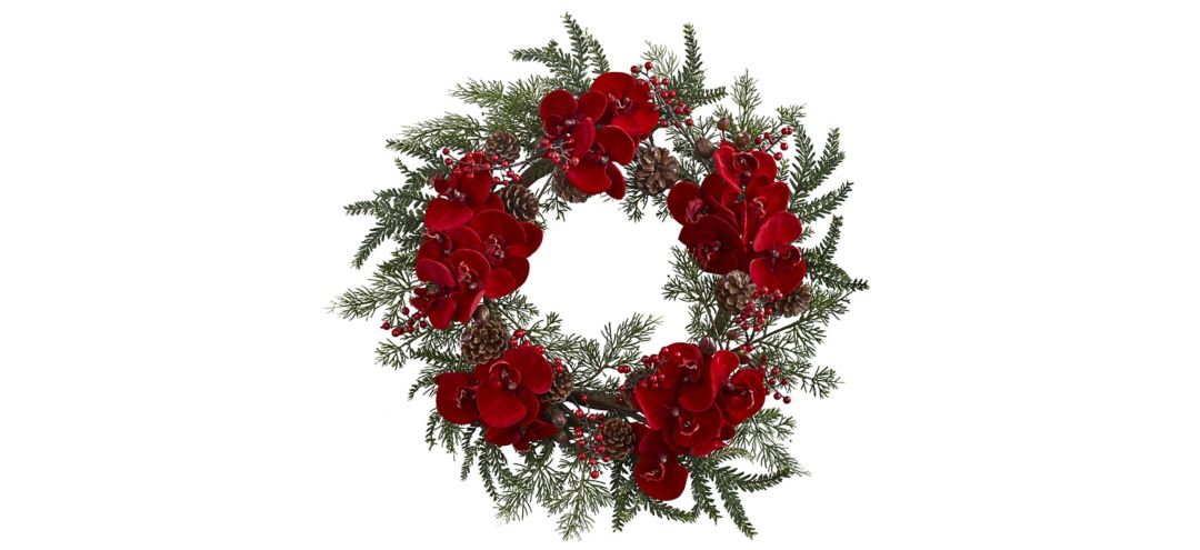 22” Orchid, Berry & Pine Holiday Wreath