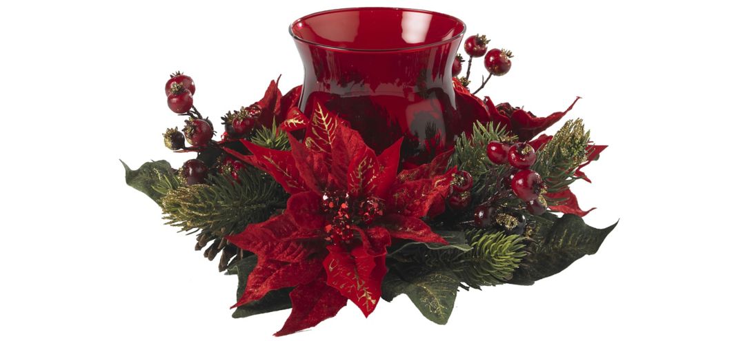 Poinsettia & Berry Candelabrum