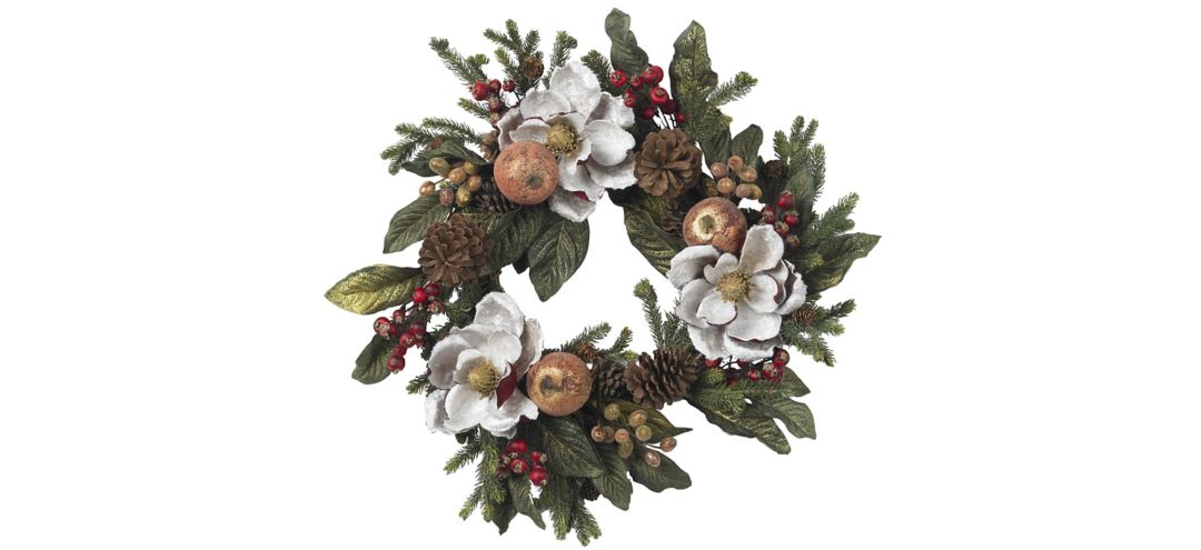 24” Magnolia Pinecone & Berry Wreath