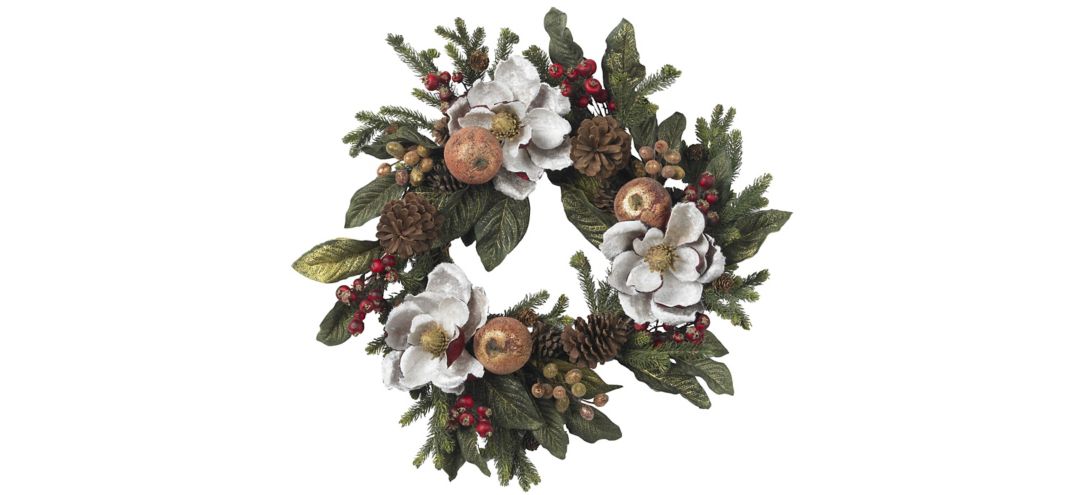 140129170 24” Magnolia Pinecone & Berry Wreath sku 140129170