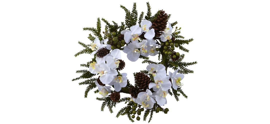 22” Phalaenopsis & Pine Wreath