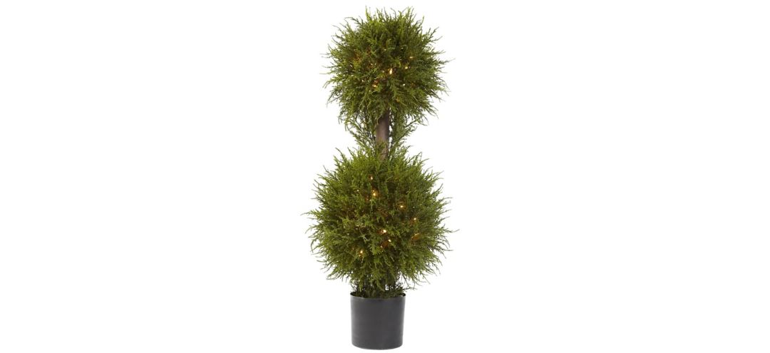 40” Cedar Double Ball Topiary with Lights