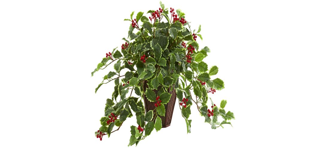 18” Variegated Holly Artificial Plant in Decorative Planter