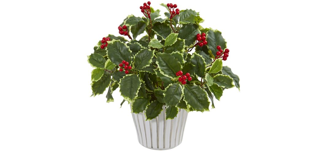 140129710 15” Variegated Holly Leaf Artificial Plant in Va sku 140129710