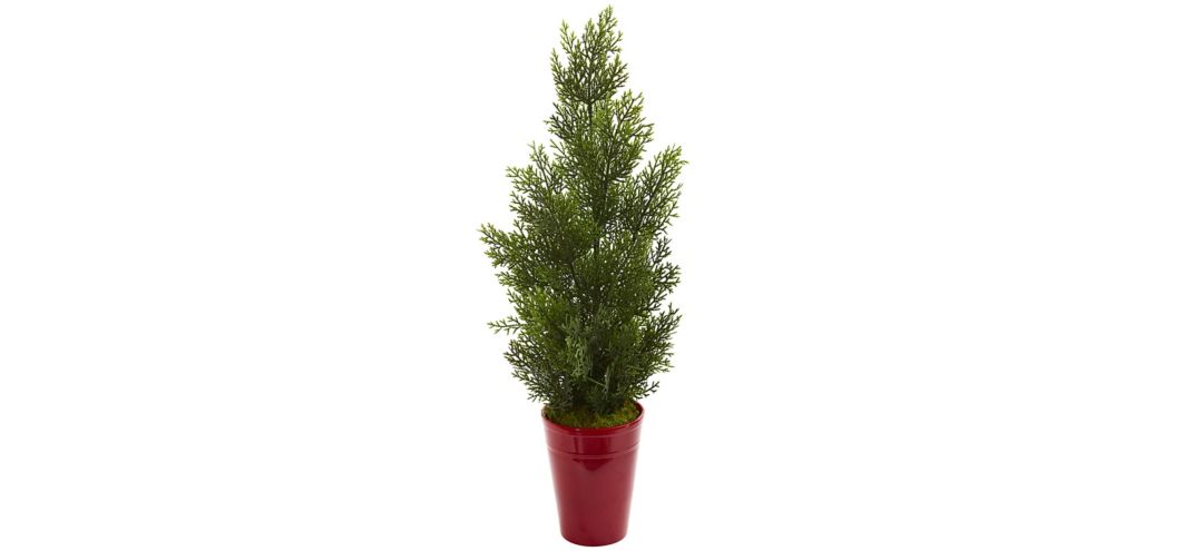 "27"" Mini Cedar Artificial Pine Tree in Decorative Planter (Indoor/Outdoor)"