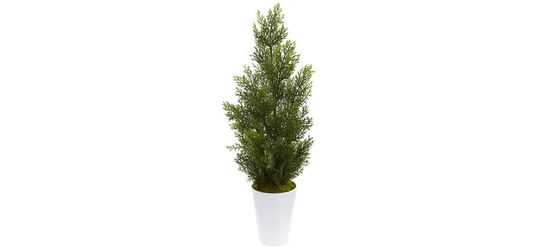 27 Mini Cedar Artificial Pine Tree in Decorative Planter (Indoor/Outdoor