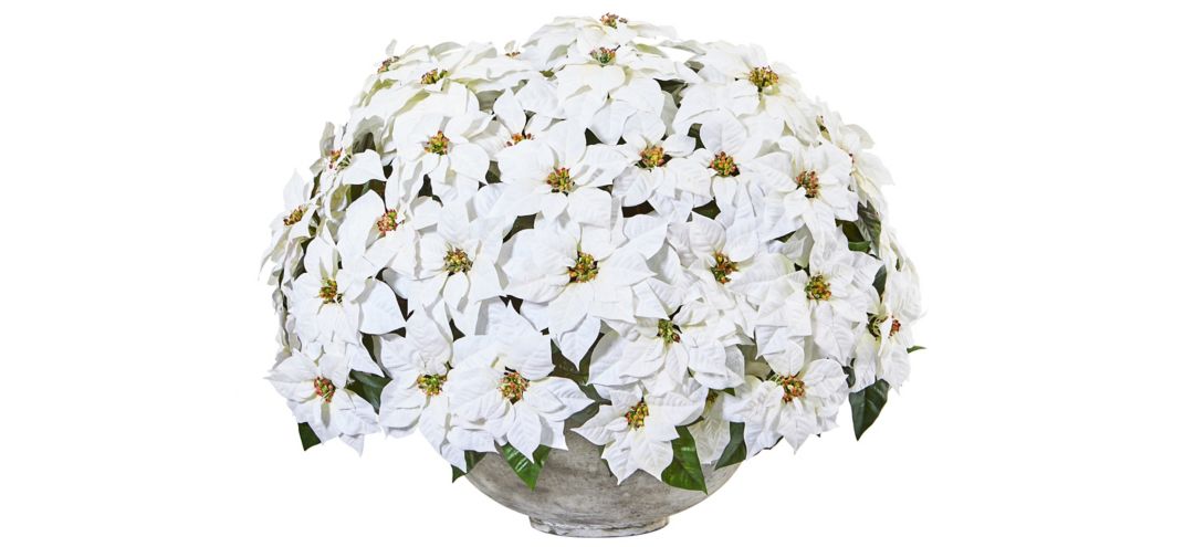 "29"" Giant Poinsettia Artificial Arrangement in Large Cement Bowl"