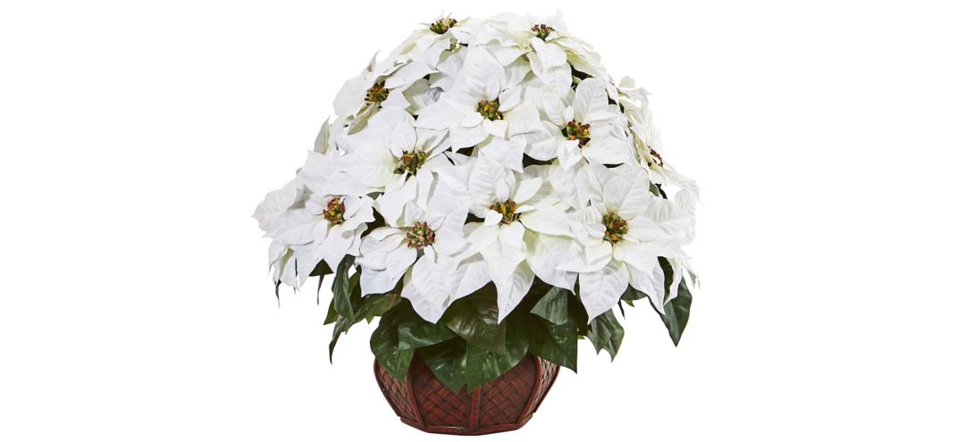 140130090 Poinsettia Artificial Arrangement in Decorative Pl sku 140130090