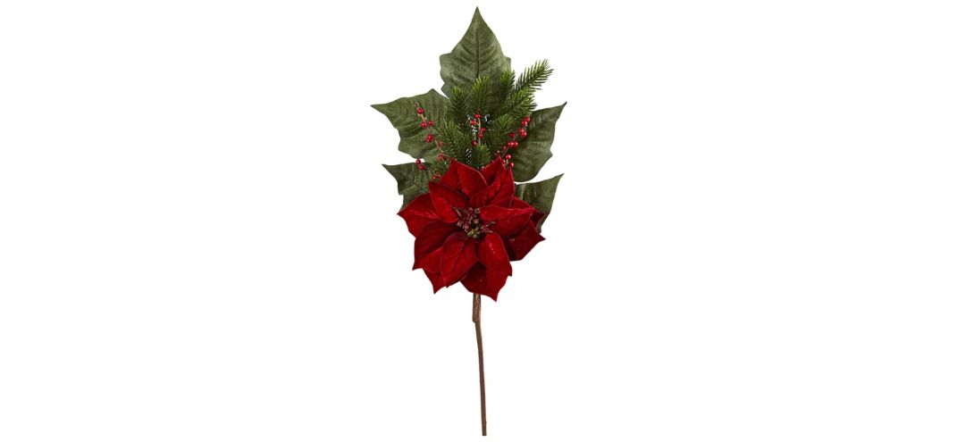 "31"" Poinsettia, Berries and Pine Artificial Flower Bundle: Set of 3"