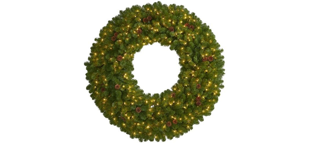 5 Giant Artificial Christmas Wreath with Warm White Lights and Pine Cones