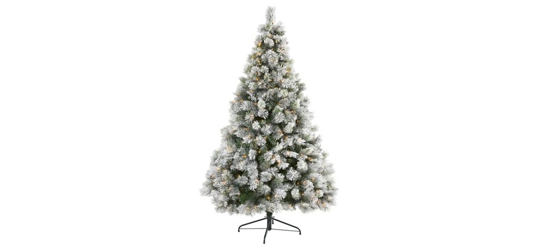 7ft. Pre-Lit Flocked Oregon Pine Artificial Christmas Tree