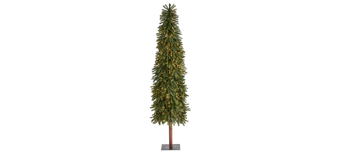 7ft. Pre-Lit Grand Alpine Artificial Christmas Tree on Natural Trunk