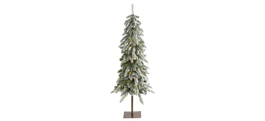 4.5ft. Pre-Lit Flocked Washington Alpine Christmas Artificial Tree