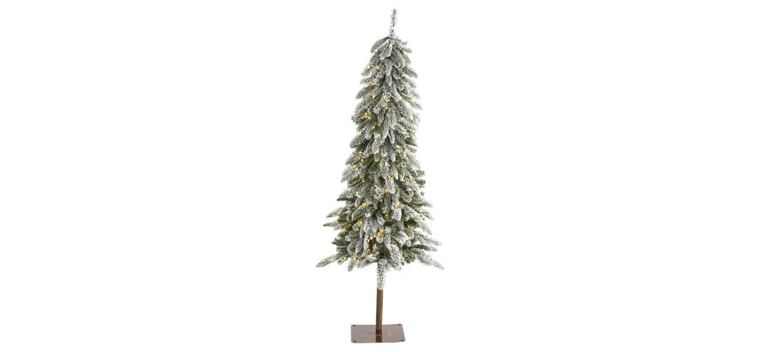 5.5ft. Pre-Lit Flocked Washington Alpine Christmas Artificial Tree