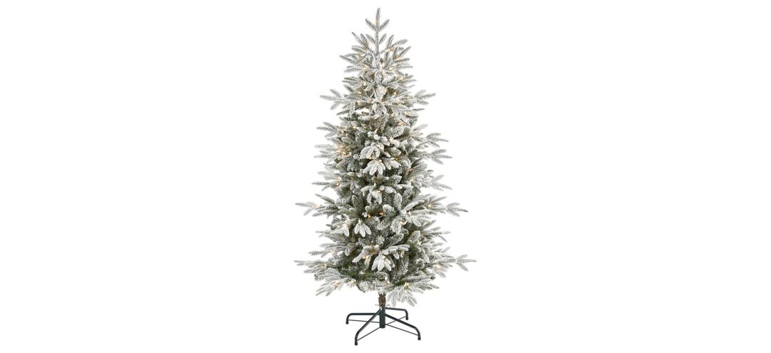 140131450 5.5ft. Pre-Lit Flocked Manchester Spruce Artificia sku 140131450