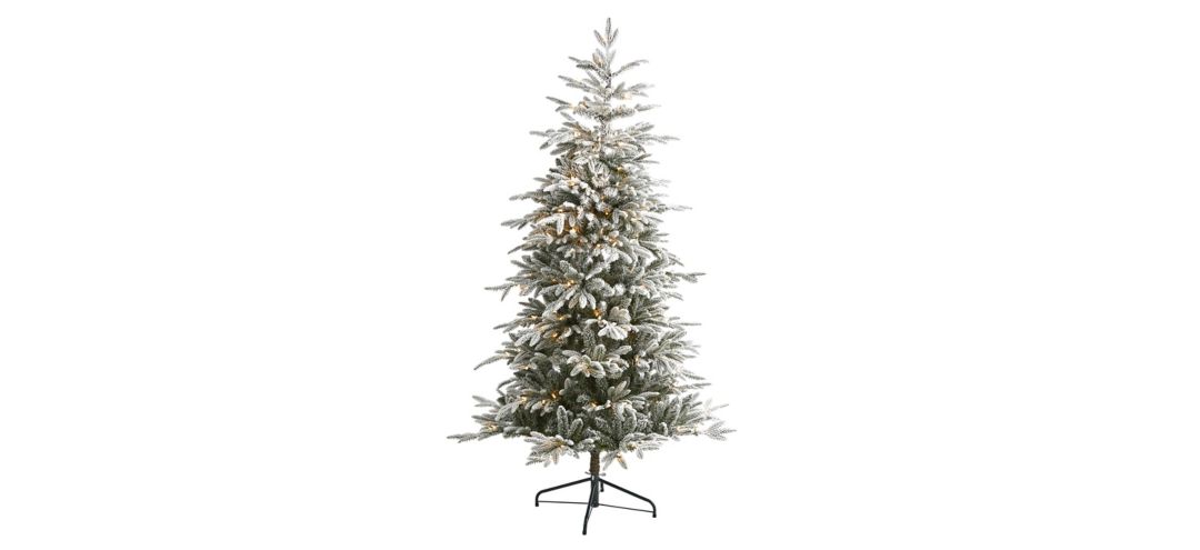 140131460 6.5ft. Pre-Lit Flocked Manchester Spruce Artificia sku 140131460