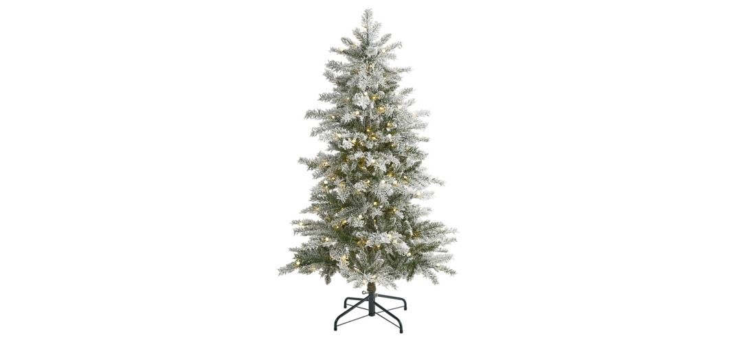 5ft. Pre-Lit Slim Flocked Nova Scotia Spruce Artificial Christmas Tree