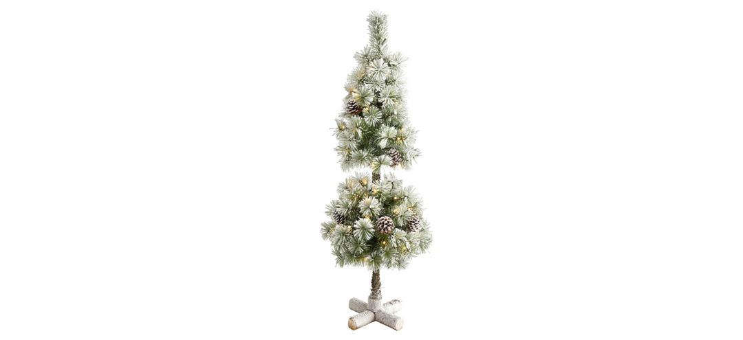 3ft. Pre-Lit Flocked Artificial Christmas Tree Topiary