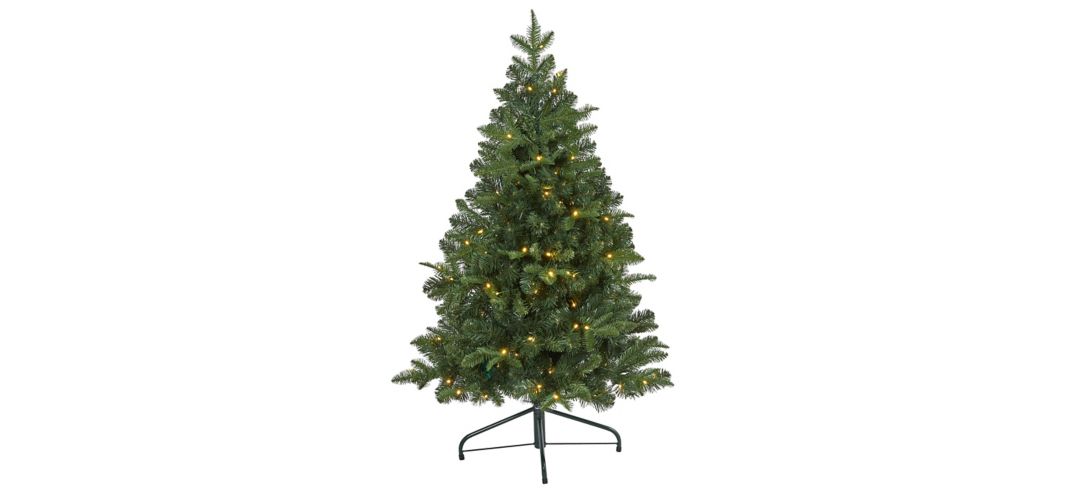 4ft. Pre-Lit Grand Teton Spruce Flat Back Artificial Christmas Tree