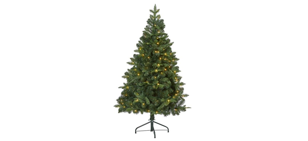 5ft. Pre-Lit Grand Teton Spruce Flat Back Artificial Christmas Tree