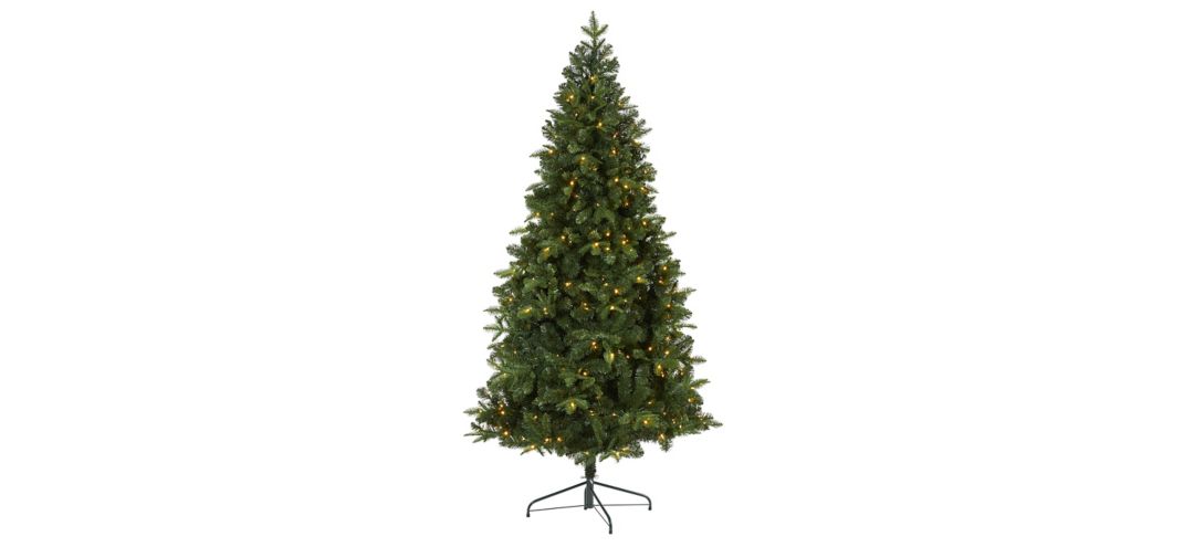 7ft. Pre-Lit Grand Teton Spruce Flat Back Artificial Christmas Tree