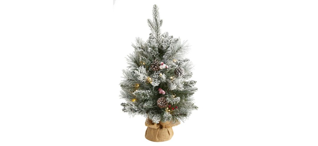 2ft. Pre-Lit Flocked Artificial Christmas Tree