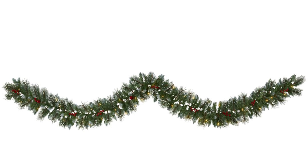 9ft. Pre-Lit Frosted Swiss Pine Artificial Garland