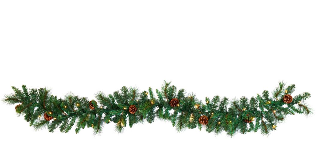 6ft. Pre-Lit Mixed Pine and Pinecone Artificial Garland