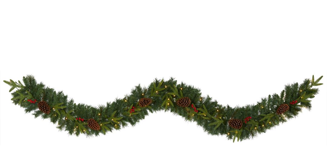 9ft. Pre-Lit Mixed Pine Artificial Christmas Garland