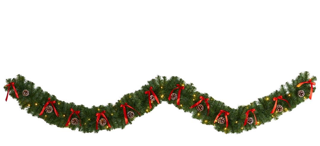 9ft. Pre-Lit Bow and Pinecone Artificial Christmas Garland