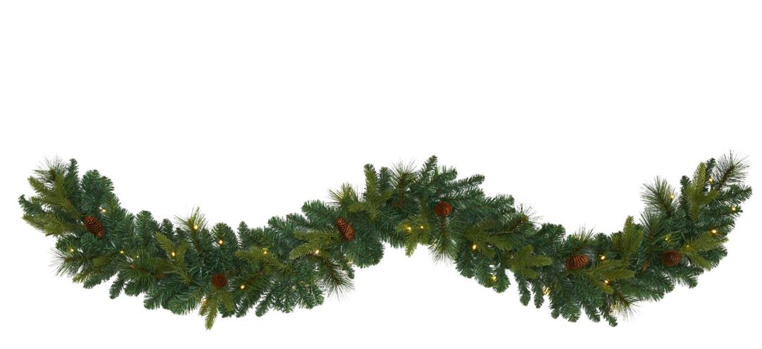 6ft. Pre-Lit Mixed Pine and Pinecone Artificial Garland