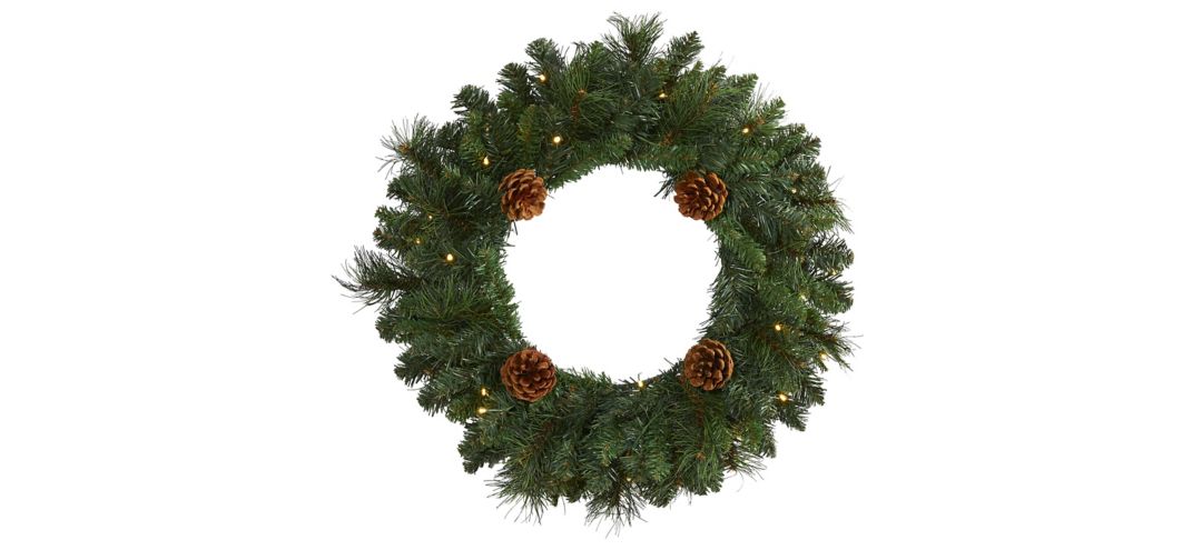 20in. Pre-Lit Pine Artificial Christmas Wreath