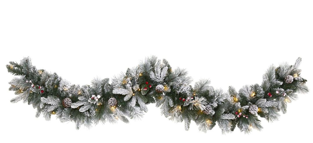 6ft. Pre-Lit Flocked Mixed Pine Artificial Christmas Garland