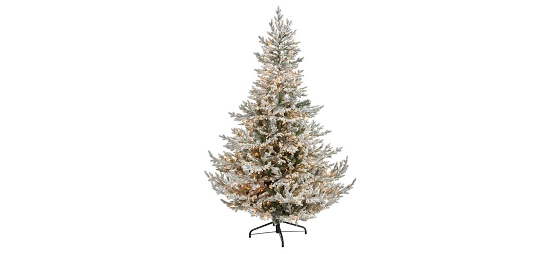 140132220 7ft. Pre-Lit Flocked Fraser Fir Artificial Christm sku 140132220