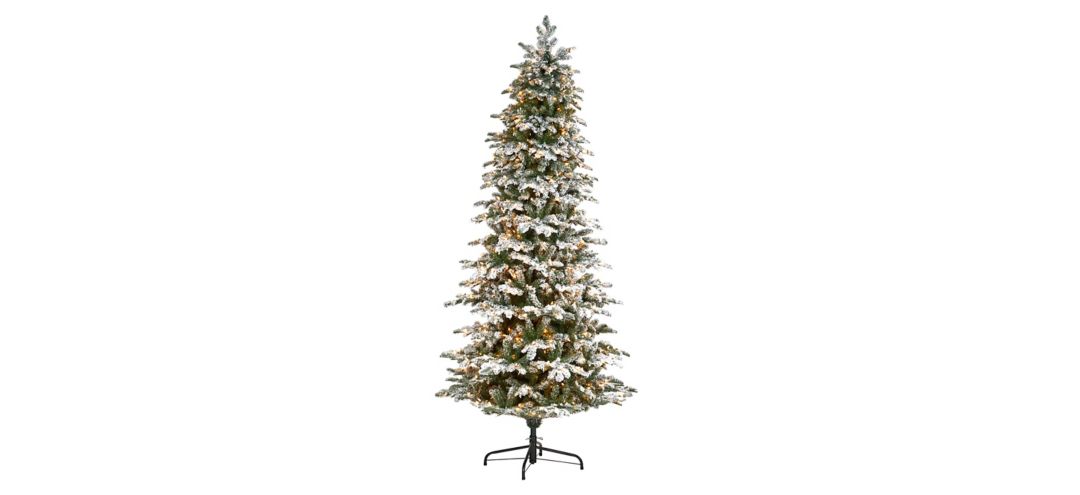 8ft. Pre-Lit Flocked North Carolina Fir Artificial Christmas Tree