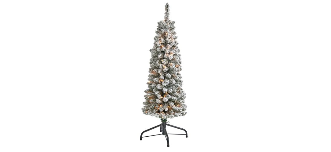 4ft. Pre-Lit Flocked Pencil Artificial Christmas Tree