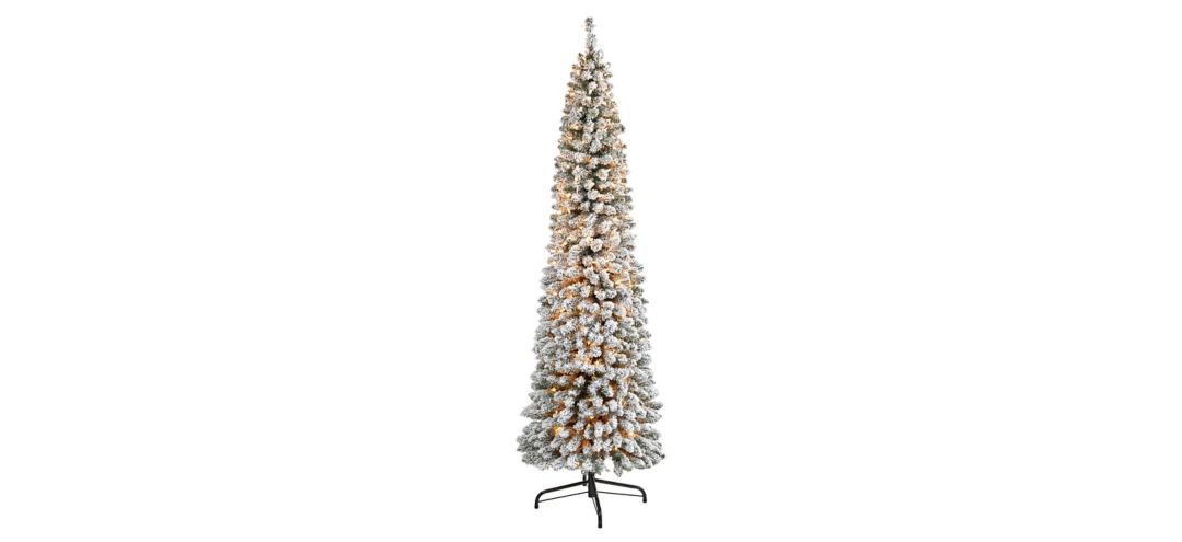 7ft. Pre-Lit Flocked Pencil Artificial Christmas Tree