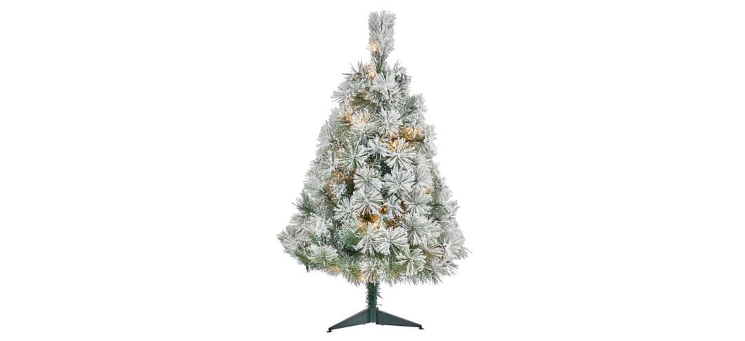 3ft. Pre-Lit Flocked Oregon Pine Artificial Christmas Tree