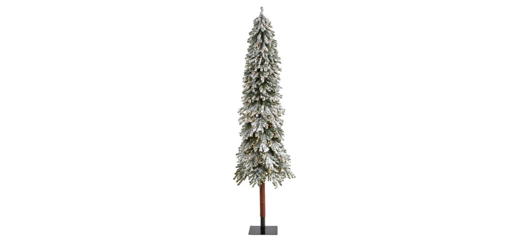 8ft. Pre-Lit Flocked Grand Alpine Artificial Christmas Tree